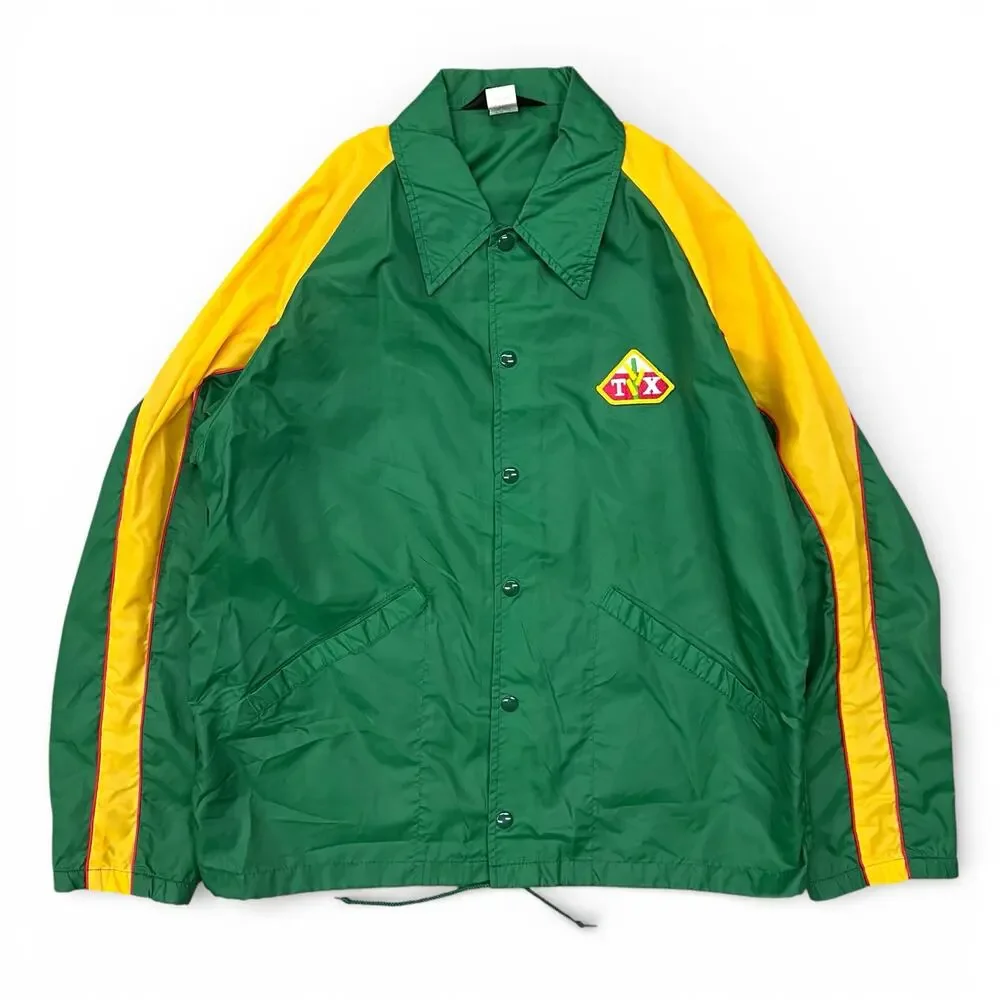 True Vintage Swingster TX Trojan Seed Corn Jacket Windbreaker Coaches Snap Up L